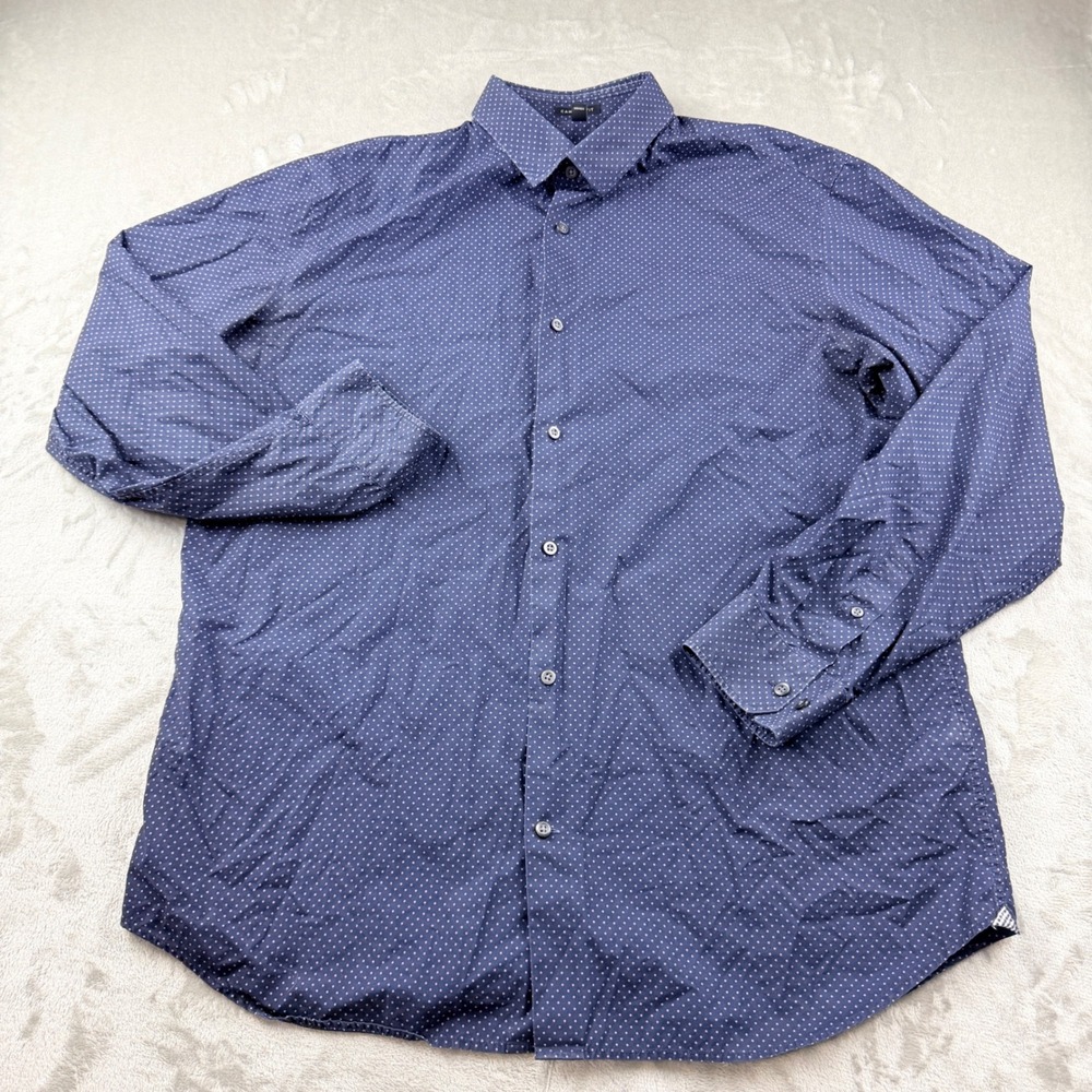 Banana Republic Camden Fit Mens XL Blue Pink Polka Dot Supima Cotton Button Down